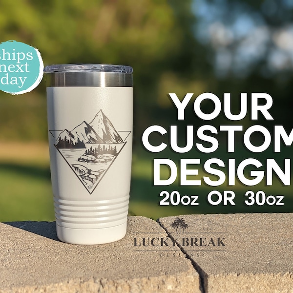 Custom Logo Personalized Tumbler Laser Engraved Custom Design 20oz 30oz Stainless Steel Mug Cup | Ships NEXT DAY!