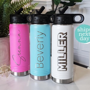Custom Personalized Name Laser Engraved 20oz 32oz Insulated Water Bottle Stainless Steel Durable Polar Camel Workout Gym Gift