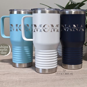 Mom Mama Personalized Kids Names Travel Mug Tumbler Mother's Day Laser Engraved 20oz Stainless Steel Mug Cup | SHIPS NEXT DAY!