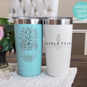 Custom Personalized Girls Trip Vacation Beach Laser Engraved 20oz 30oz Stainless Steel Tumbler | SHIPS NEXT DAY!