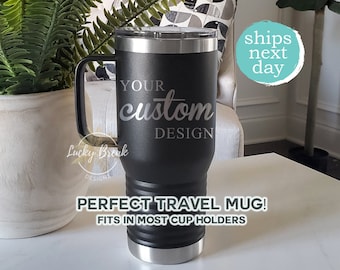 Custom Personalized Travel Mug Tumbler Personalized Laser Engraved 20oz Stainless Steel Mug Cup | SHIPS NEXT DAY!