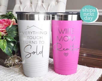 Realtor Custom Personalized Real Estate Gift Engraved 20oz 30oz Stainless Steel Tumbler | SHIPS NEXT DAY!