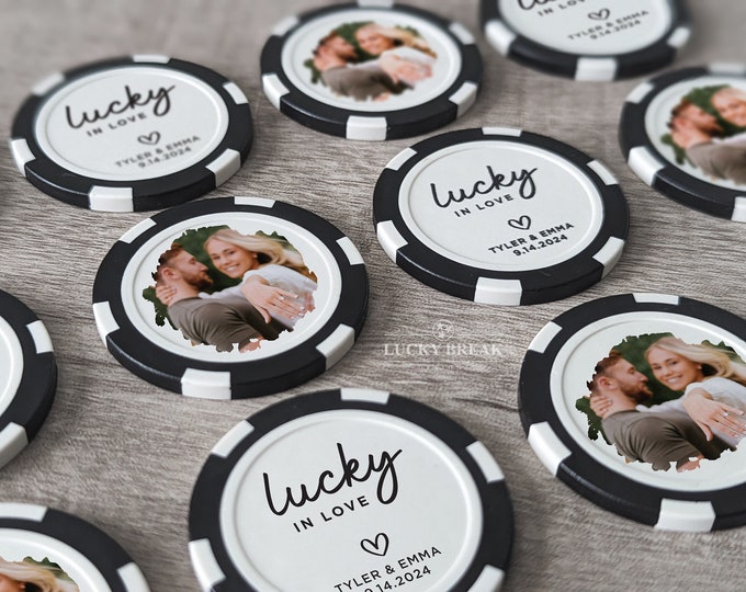 Personalized Wedding Poker Chips Set - Custom Poker Chip - Engagement Keepsake - Drink Tokens - Vegas Casino Party Favors Gift