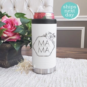 MAMA Slim Can Cooler Floral Cute Laser Engraved Stainless Steel Tumbler Can Insulator Gift