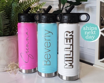 Custom Personalized Name Laser Engraved 20oz 32oz Insulated Water Bottle Stainless Steel Durable Polar Camel Workout Gym Gift