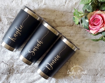 Custom Name Personalized Bridesmaid Gift Laser Engraved Yeti Tumbler 20oz Custom Stainless Steel Cup