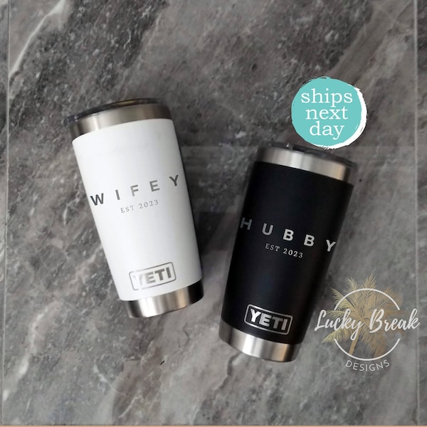 Juego de regalo de boda personalizado para esposo, esposa, Sr. y Sra. Yeti, taza de compromiso grabada con láser de 20 oz y 30 oz / ¡SE ENVÍA AL DÍA SIGUIENTE!