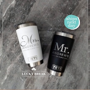 Bride and Groom Personalized Yeti® or Polar Tumbler, Mr and Mrs Person –  NorthBeachArt