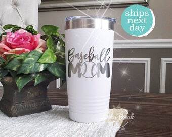 Baseball Mom Tumbler Laser Engraved 20oz 30oz Stainless Steel Mug Cup | SHIPS NEXT DAY!