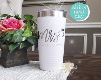 Future Mrs Personalized Tumbler Name Laser Engraved Custom Engaged 20oz 30oz Stainless Steel Mug Cup | SHIPS NEXT DAY!