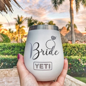 Custom Laser Engraved Yeti or Polar Camel Wine Tumbler Mug Bride Bridesmaid Maid of Honor Wifey Wedding Gift