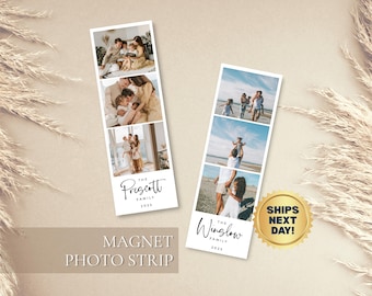 Personalized Photo Strip Magnet – Custom Family Pictures or Engagement Photos – Acrylic Photo Booth Style Fridge Magnet Keepsake Gift
