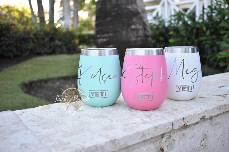 Personalized Yeti Wine Tumbler Laser Engraved Name Custom Mug Etsy