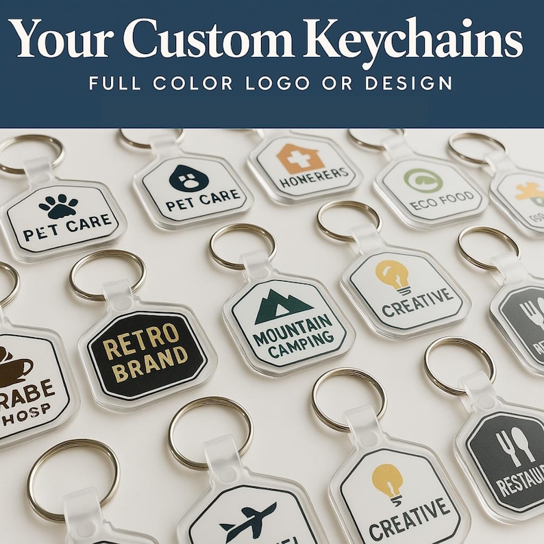 Custom Logo Keychains in Bulk – Personalized Acrylic Business Keychains ...