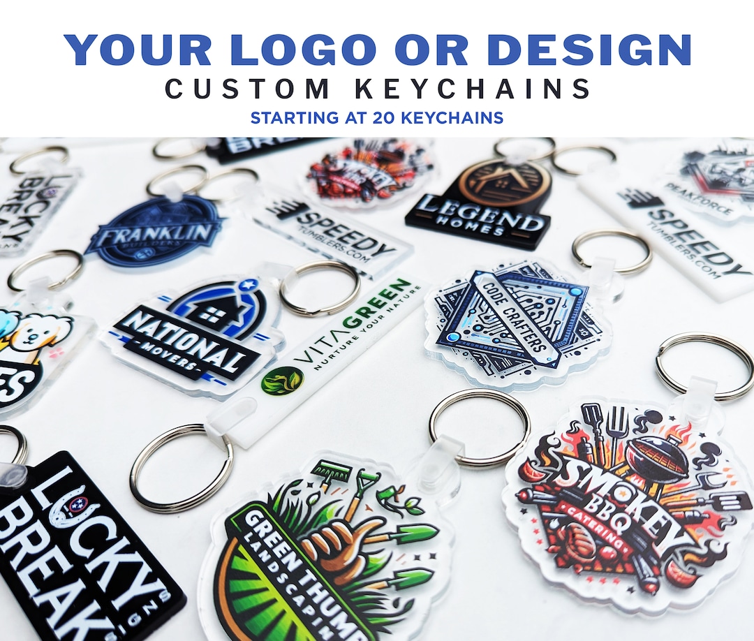 Custom Keychains With Your Logo, Full Color Logo Printed Personalized ...
