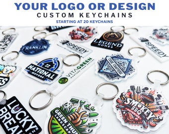 Custom Keychains With Your Logo, Full Color Logo Printed Personalized Keychain, Acrylic Keychain, Business Giveaway, Tradeshow Giveaway