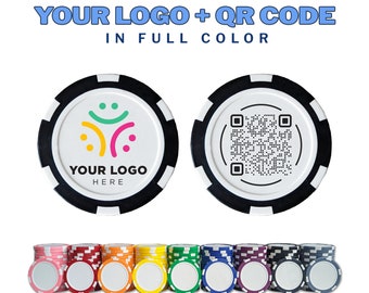 Custom Poker Chips Set with QR Code, Personalized Drink Tokens, Full Color Casino Chips for Corporate Tradeshow Giveaway, Golf Ball Markers