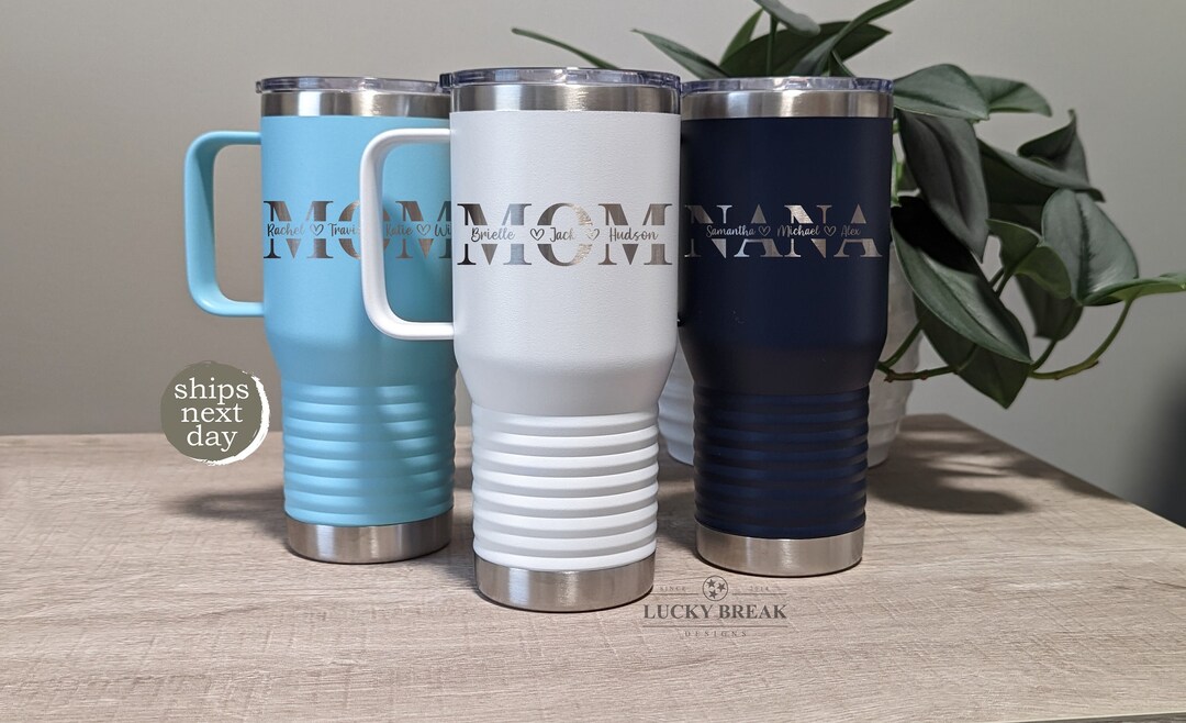 Mom Mama Personalized Kids Names Travel Mug Tumbler Mother's Day Laser ...
