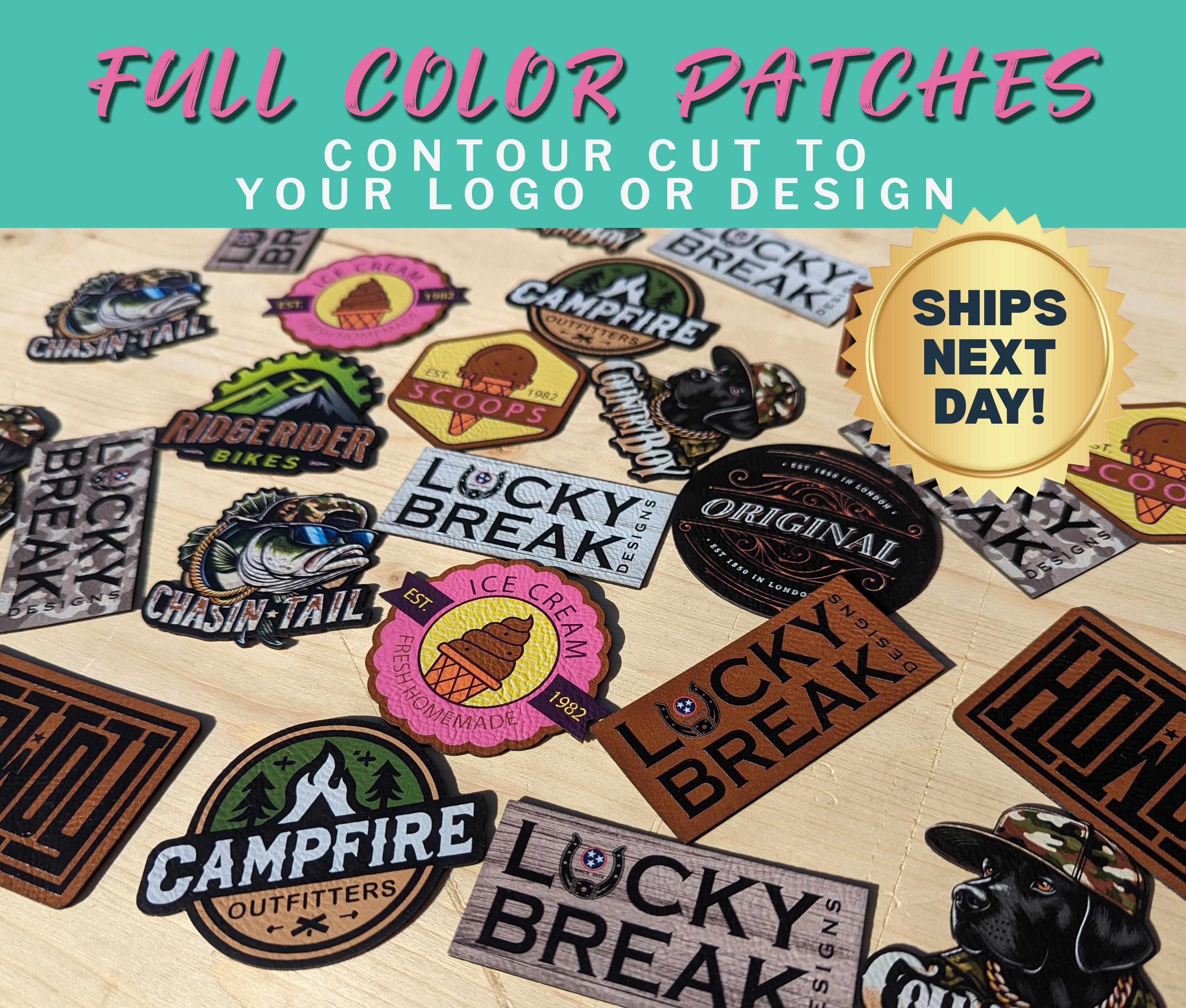 Custom Color Leather Hat Patch, Personalized Hat Patch with Adhesive, Printed Leatherette Logo Patch for Bags, Heat Press Leather Patch