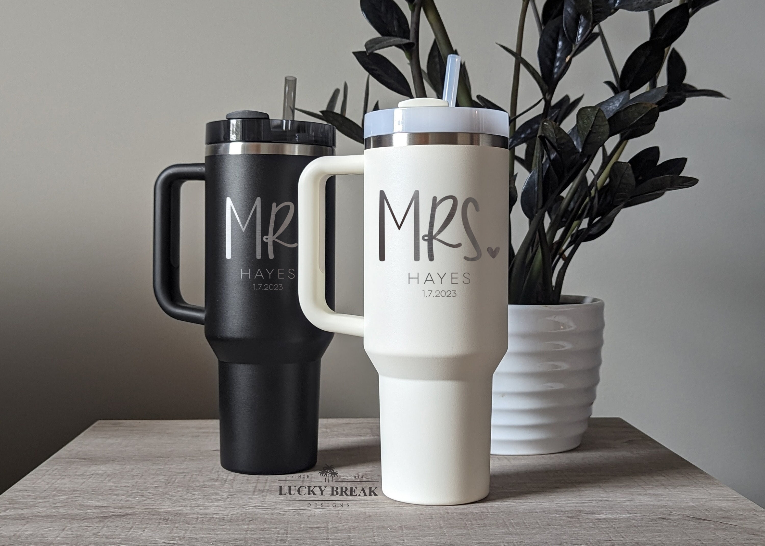 40oz Stanley Handle Mug Mr. and Mrs. Wedding Engagement Engraved