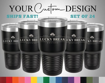 Wholesale 30oz Tumbler with Custom Laser Engraved Logo Bulk Corporate Gift Personalized Stainless Steel Cup - Set of 24 Mugs