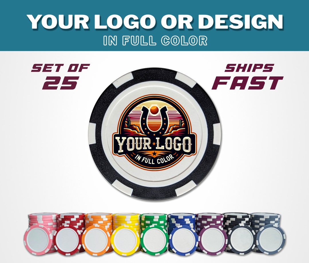 Custom Poker Chips, Personalized Logo Drink Tokens, Set of 25 Full ...