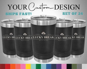 Bulk 16oz Custom Logo Laser Engraved Personalized Tumbler - Set of 24 - Stainless Steel Mug Client Promotional Gift