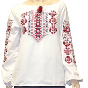 Blusa Boho bordada ucraniana Vyshyvanka, tejido de lino blanco.      (2691)