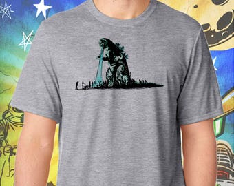 Godzilla Hates The Walking Dead / Men's Zombie Gray Performance T-Shirt