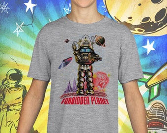 Forbidden Planet Shirt / Robby the Robot / Gray Child Size Performance T-Shirt