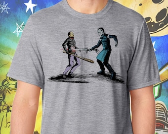 Game of Thrones / Walking Dead / The Night King Ends Negan / Men's Zombie Gray Performance T-Shirt