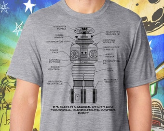 Lost in Space Shirt / Classic B-9 Robot / Gray Men's Performance T-Shirt