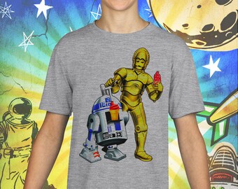 Star Wars / R2D2 and C3PO Dune Sea Soft Ice Cream / Gray Child Size Performance T-Shirt