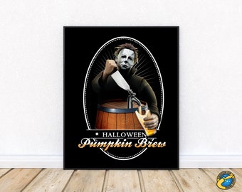 Michael Myers Halloween Pumpkin Craft Brew Poster - Digital Download