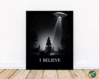 The X-Files I Believe UFO Abduction Poster - Digital Download