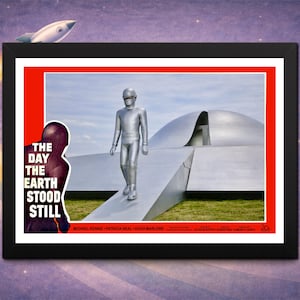 The Day the Earth Stood Still: Gort Robot, Classic Sci-Fi Film, Framed Lobby Card Print (12x8)