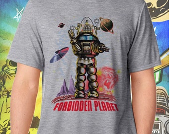 Forbidden Planet / Robby the Robot Waves / Men's Gray Performance T-Shirt