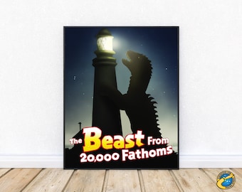 Beast from 20,000 Fathoms Monster and Lighthouse Poster - Digital Download