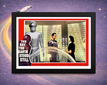 Framed The Day the Earth Stood Still Print – Klaatu, Helen, Gort SciFi Poster (12×8)