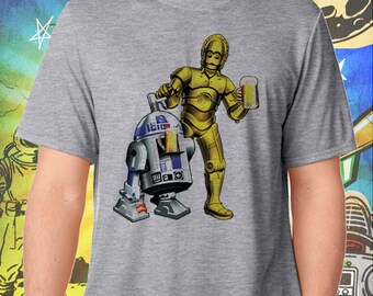 Star Wars / R2D2 and C3PO / Men's Gray Performance T-Shirt