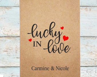 Lucky In Love Bags, Lottery Ticket bag, Wedding Favor Bag, Popcorn Buffet Bags, Personalized Wedding Favor Bags, Popcorn treats 6x9 (sid300)