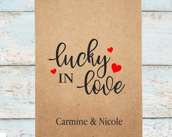 Personalized Lucky In Love Wedding Favor Bags, Lottery Ticket Bags