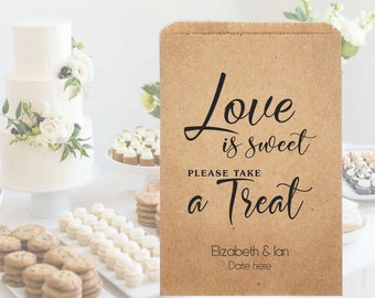 Wedding favor bag Love is sweet, wedding favor bag, Wedding candy bag, Kraft favor bags, Wedding popcorn bags, wedding bag 6x9 (sid209)