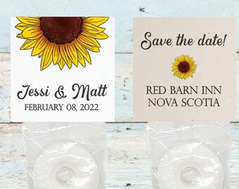 25 Custom Wedding Mints - Kraft Brown, Sunflower Wedding, Wedding Candy, High Quality, Personalized, Logo Mints, Sunflowers, Save the date