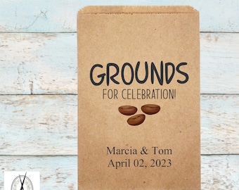 Personalized Coffee Favor Bags, Wedding Coffee Buffet, Grounds for Celebration (6x9)
