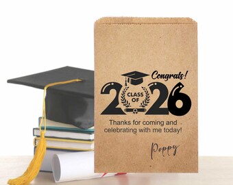 Personalized Graduation Favor Bags, Class of 2026, Treat Bags (sid307)