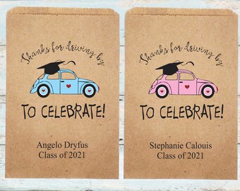 Drive Through Graduation Favor Bags, Class of 2020, Treat Bags
