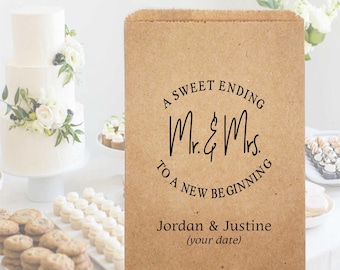 Wedding Favor Bags, Cookie Bags, Bags for Treats, Personalized Kraft Treat Bags (sid232)