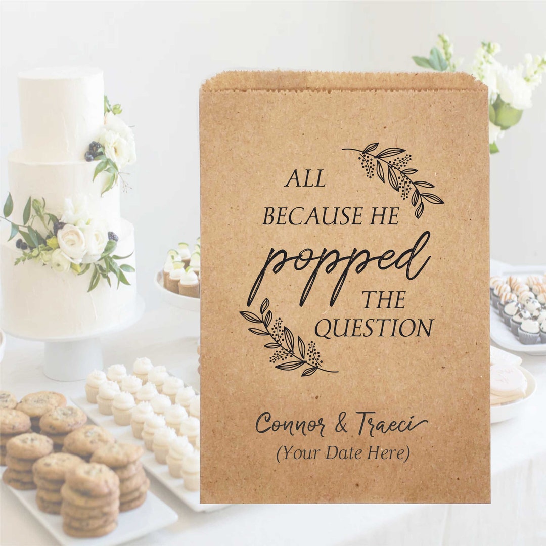 He Popped the Question, Popcorn Bags, Wedding Favor Bag, Popcorn Buffet