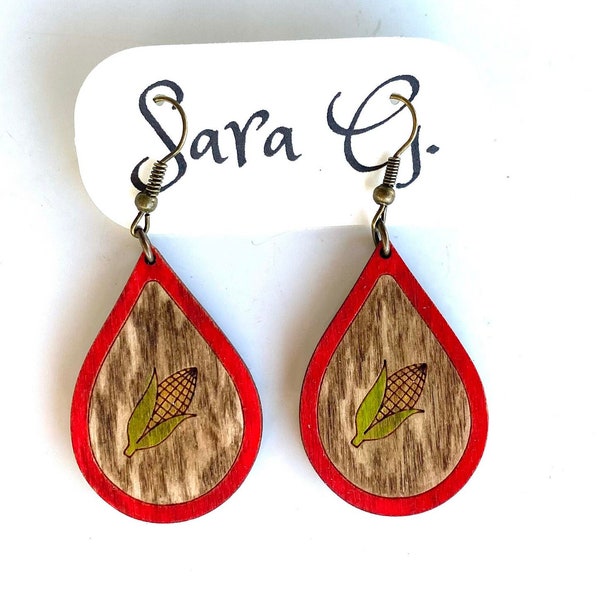 Distressed Corn Husk Earrings, Cornhusker Earrings, NE Huskers Fan, Corn Husk Accessories, Game Day Attire, Game Day Outfit, Gift Husker Fan